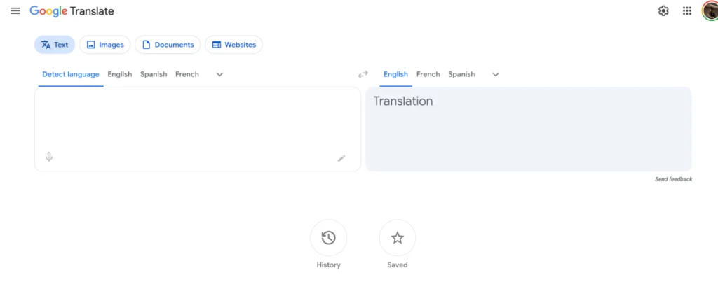 google Translate Screen