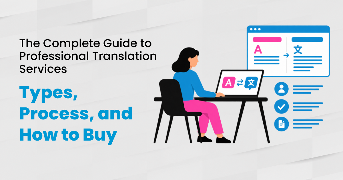 Buyer comparing professional translation services workflows and per-word pricing